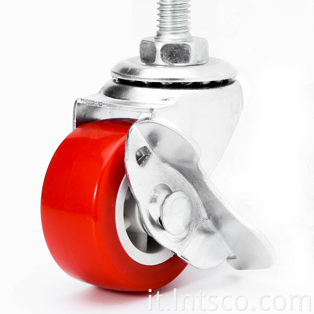 Side Brake Red PVC Casters